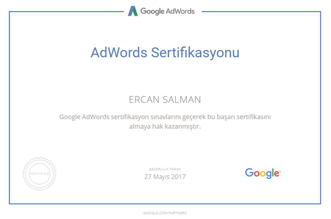 Google Adwords Sertifikası